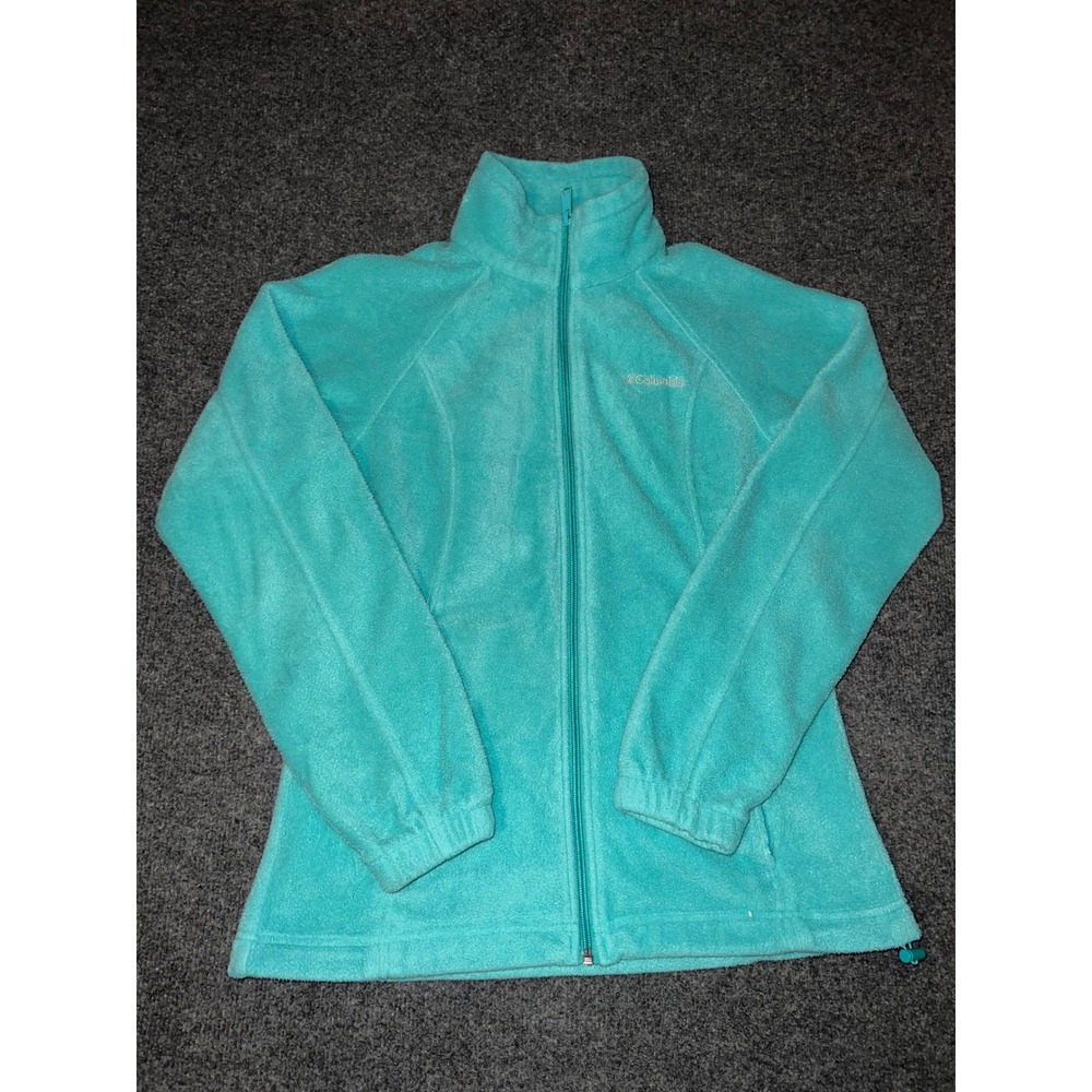 Columbia Womens Turquoise Blue Full Zip Fleece Jacket Size Small Soft Outdoor